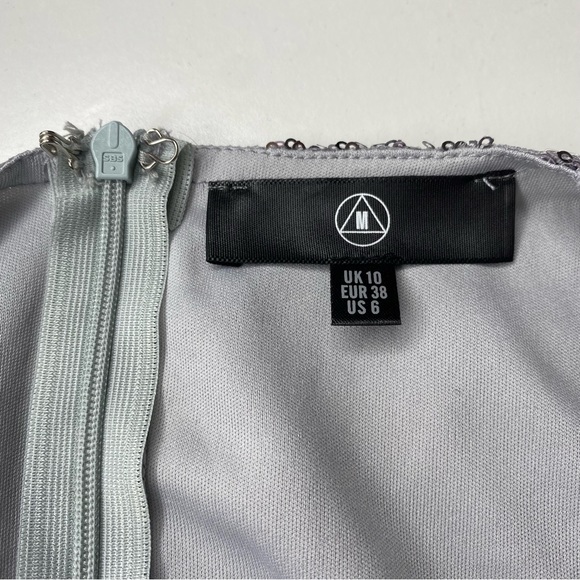 Missguided Gray Sequin Long Sleeve Dress 6 cocktail #114 - Picture 4 of 7